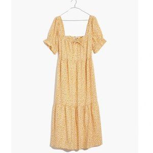 NWT// Madewell Square-Neck Tiered Midi Dress in Sunflower Field